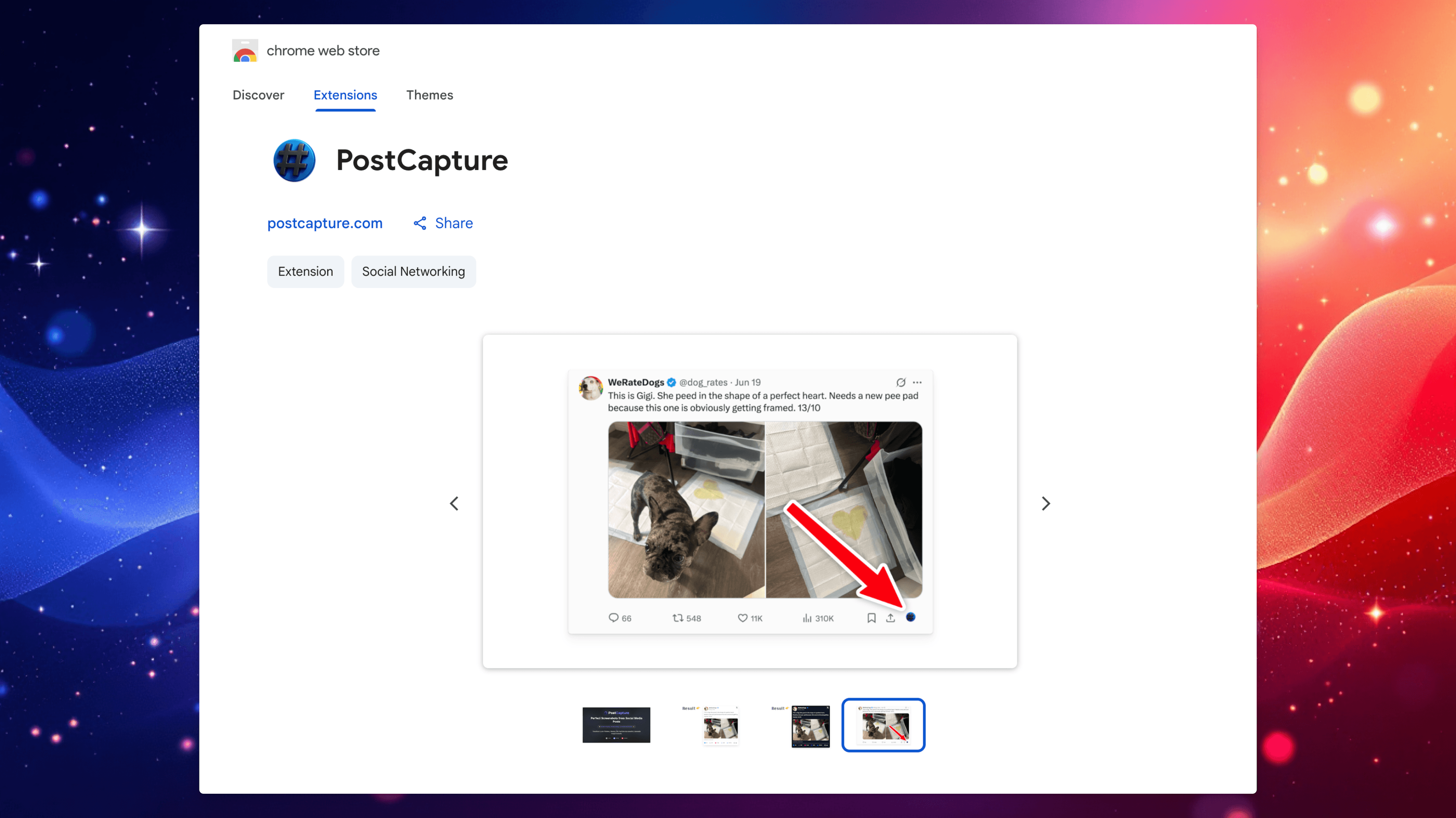 PostCapture Chrome Extension icon showing professional tweet screenshot capabilities