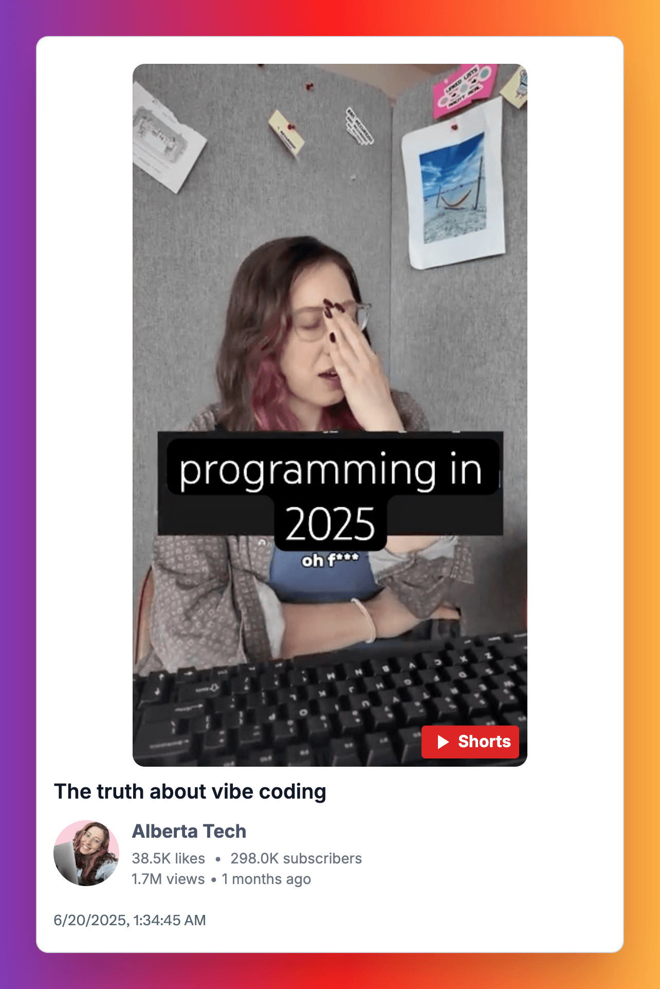 YouTube Portrait Screenshot Example