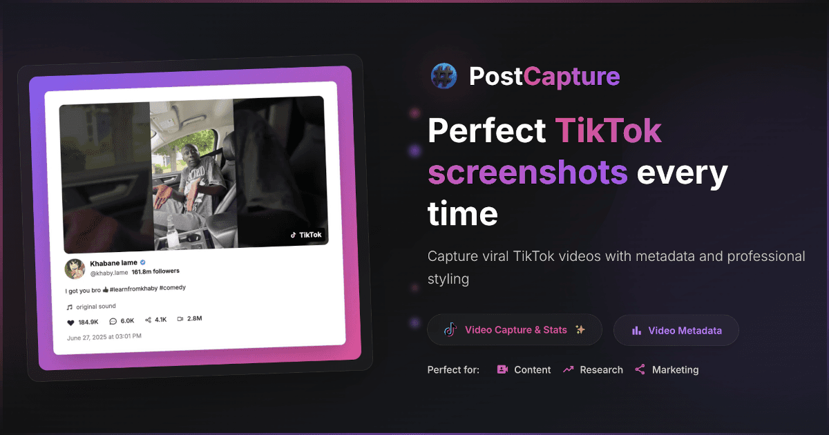TikTok video transformed into professional screenshot using PostCapture