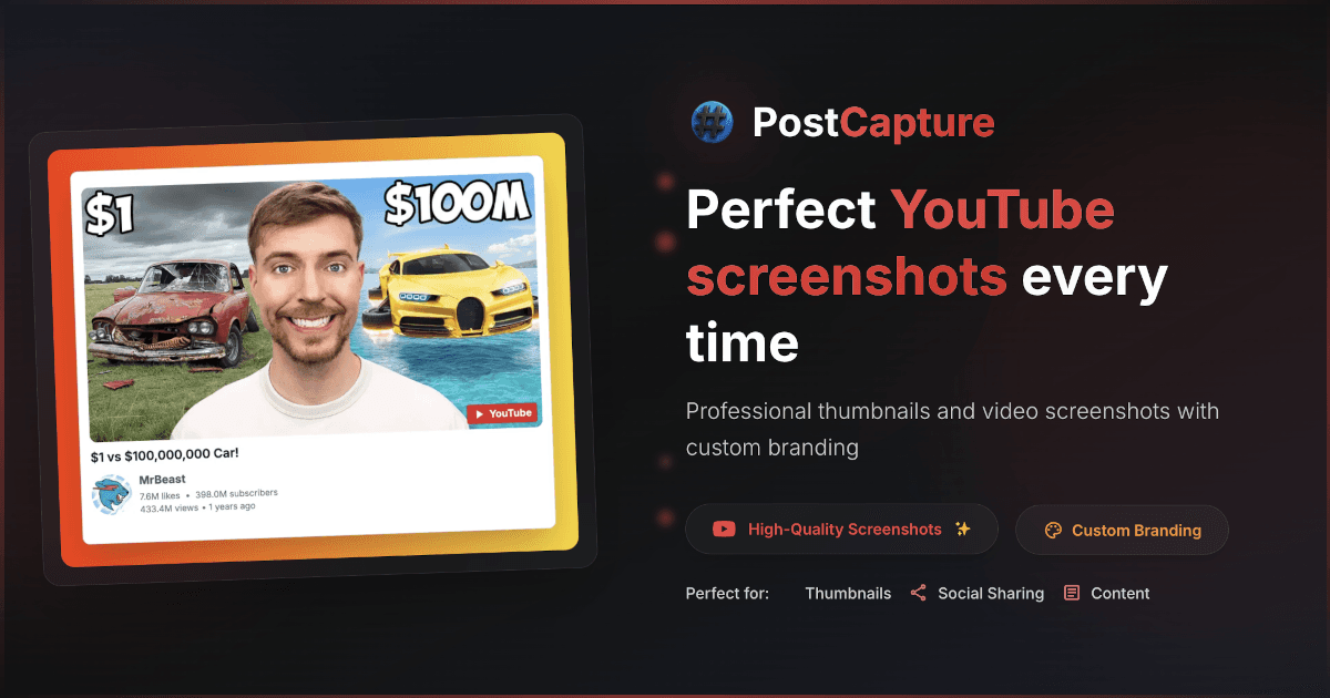 YouTube video transformed into a professional screenshot with metadata using PostCapture